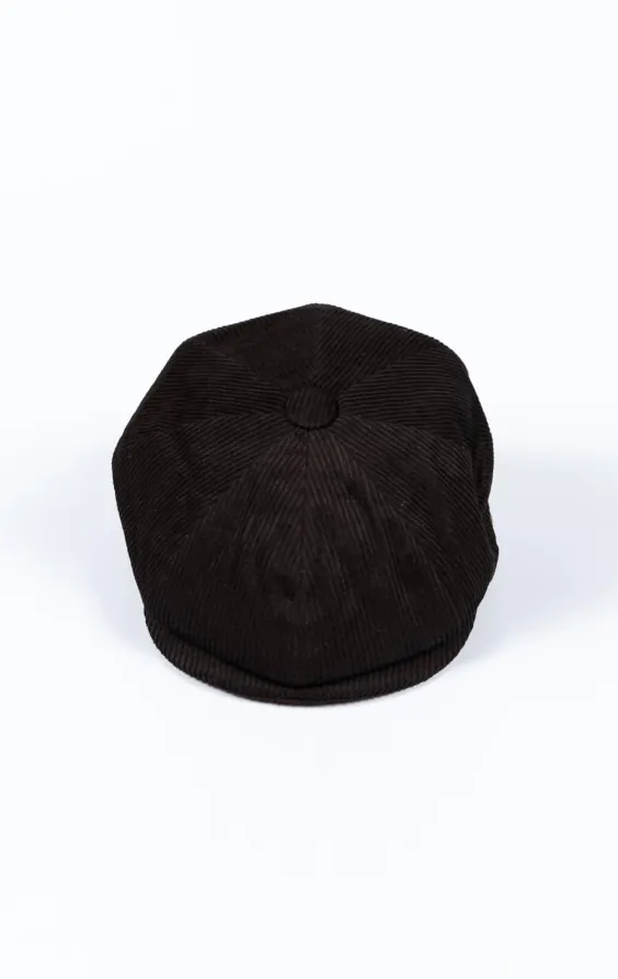 Casquette Newsboy en velours côtelé noir - photo 1