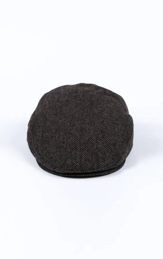 Casquette plate en tweed à chevrons gris - photo 1