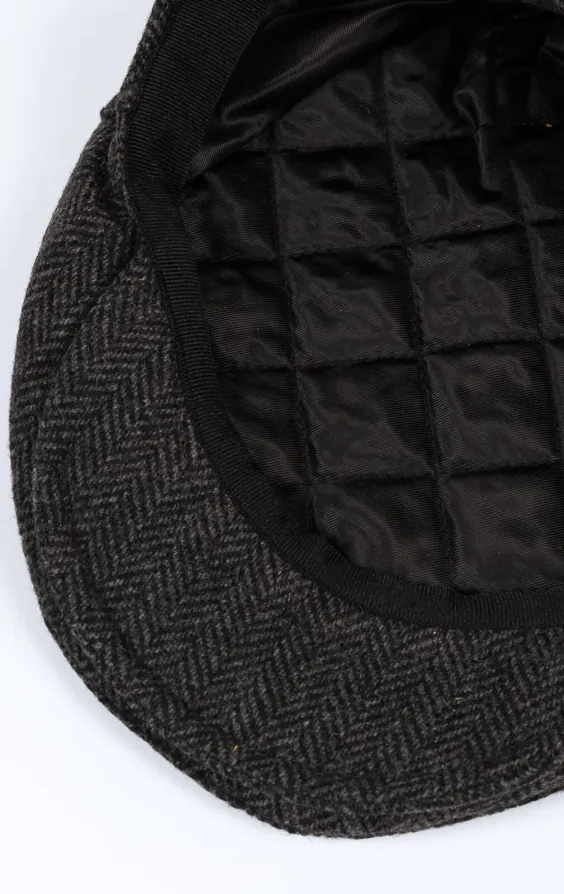 Casquette plate en tweed à chevrons gris - photo 2