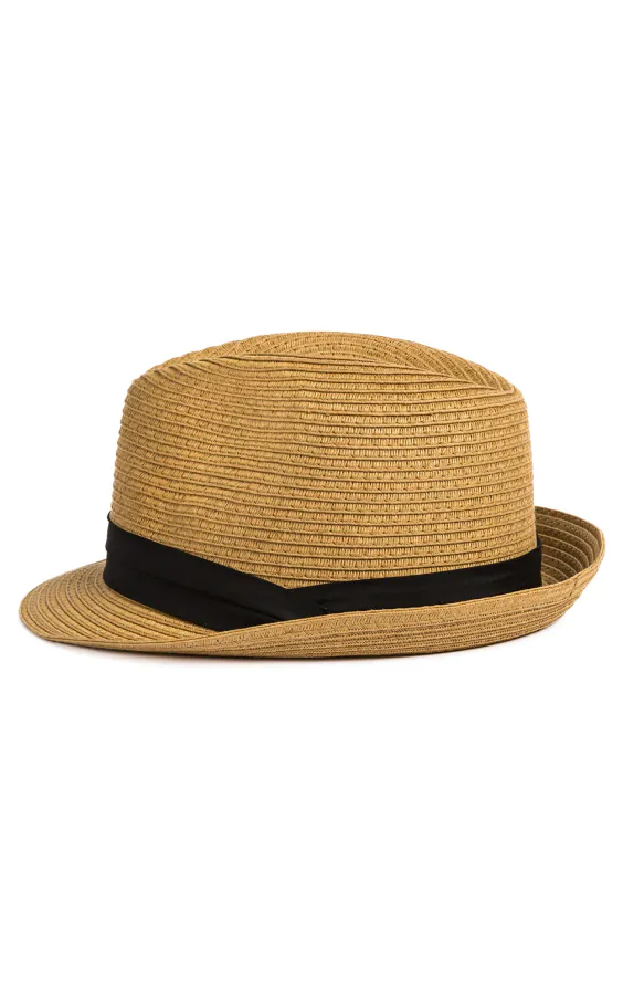 Chapeau trilby d'été camel