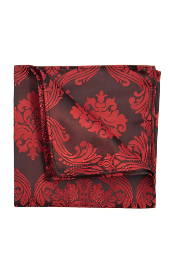 Pochette Motif Jacquard Victorien Rouge