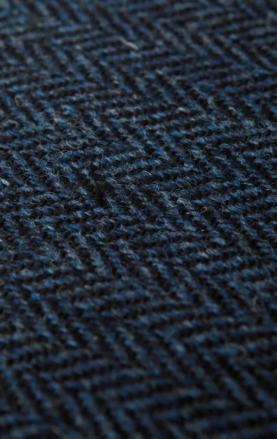 Harris Tweed Gilet bleu & noir à chevrons - photo 3