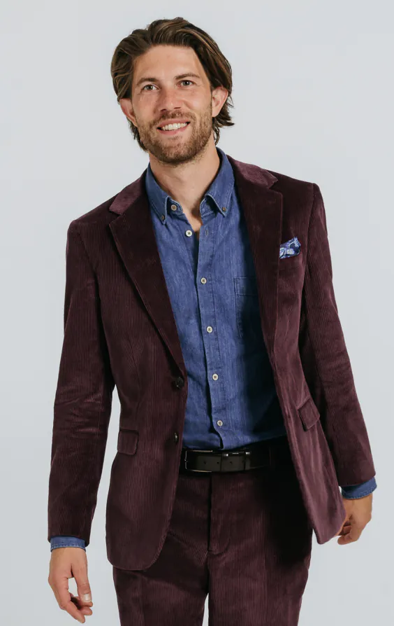 Veste en Velours Côtelé Bordeaux Veste en Velours Côtelé Bordeaux