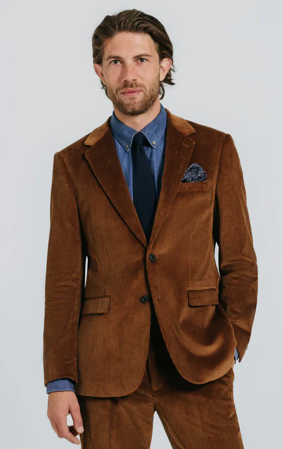 Veste en Velours Côtelé Marron moyen