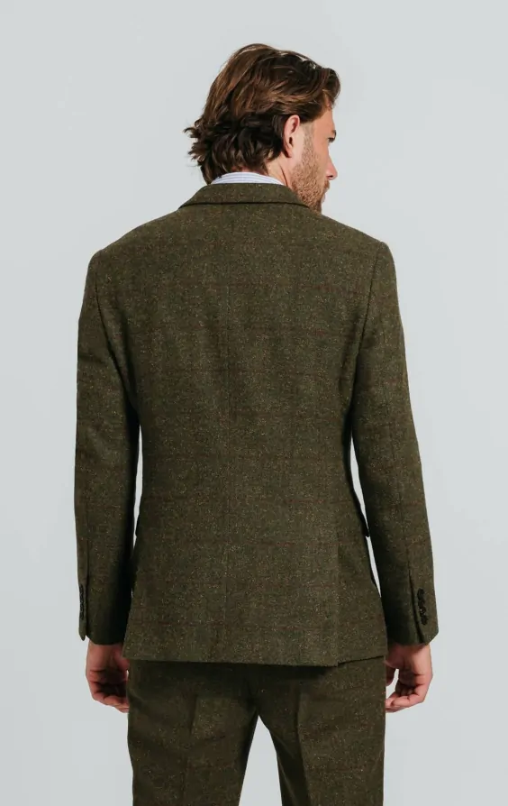 Veste Tweed Homme Skopes 40R - Vert/marron à Carreaux, Doublée Polyester