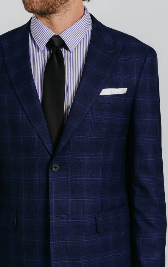Veste de costume marine à carreaux bleus - photo 3