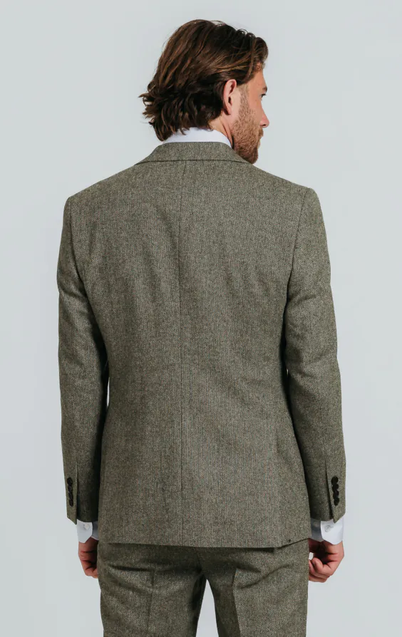 Veste de costume tweed vert sauge à chevrons - photo 1 Veste de costume tweed vert sauge à chevrons - photo 1