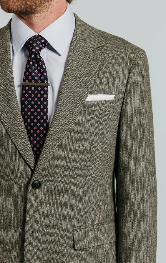 Veste de costume tweed vert sauge à chevrons - photo 3 Veste de costume tweed vert sauge à chevrons - photo 3