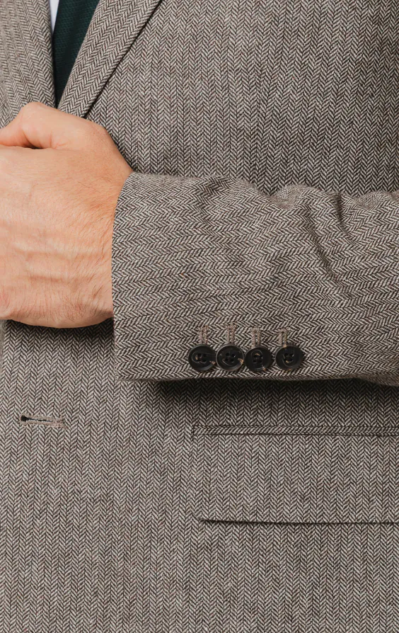 Veste de costume tweed marron à chevrons - photo 2