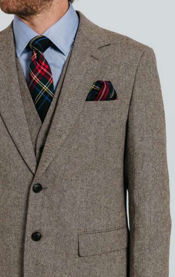 Costume 3 pièces tweed marron à chevrons - photo 4