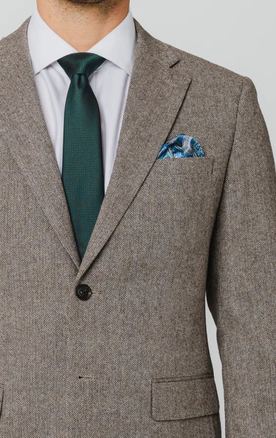 Veste de costume tweed marron à chevrons - photo 3