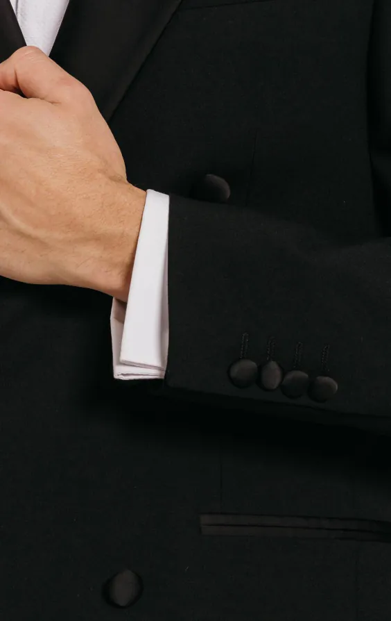 Veste de smoking croisé noir revers en pointe - photo 2