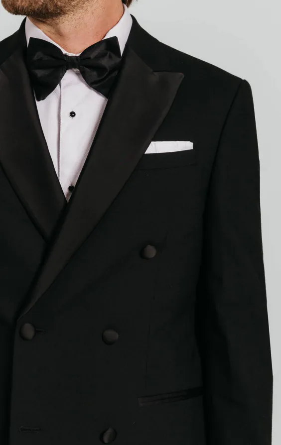 Veste de smoking croisé noir revers en pointe - photo 3