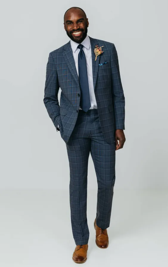 Veste de costume à carreaux à fenêtrage bleu audacieux - photo 1