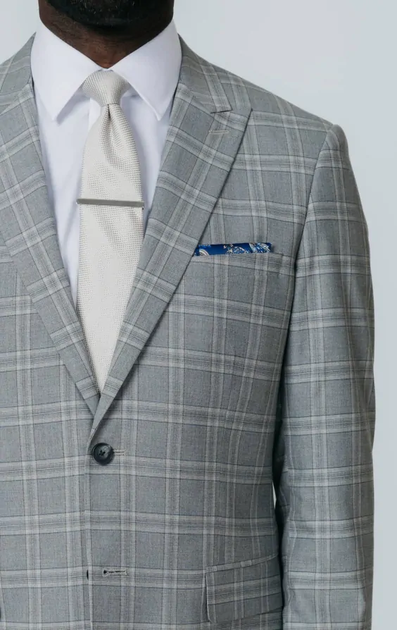 Blazer Femme LadyLike – Veste à Carreaux Grise – Tailles 2 à 8 US – NEUVE