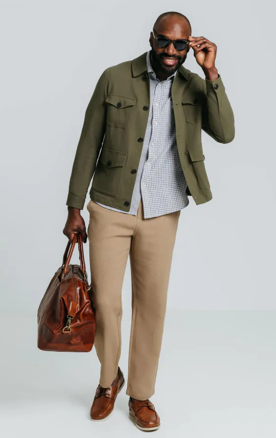 Veste Safari en sergé de lin vert - photo 1
