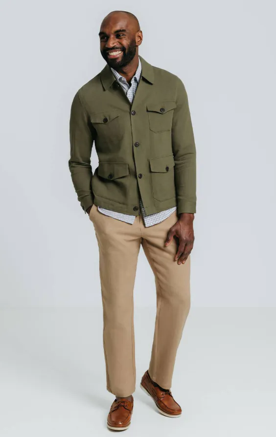 Veste Safari en sergé de lin vert - photo 3