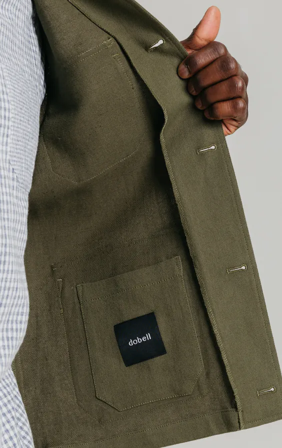 Veste Safari en sergé de lin vert - photo 6