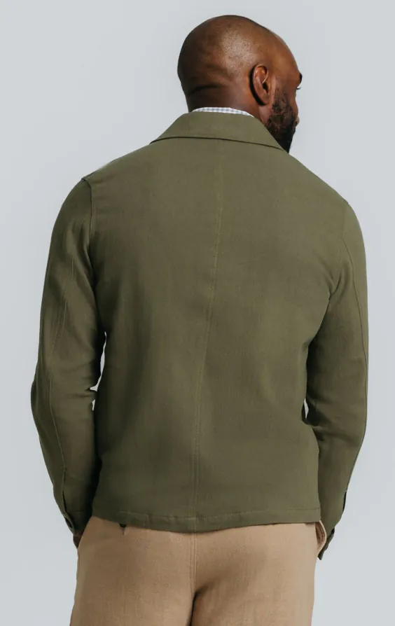 Veste Safari en sergé de lin vert - photo 7