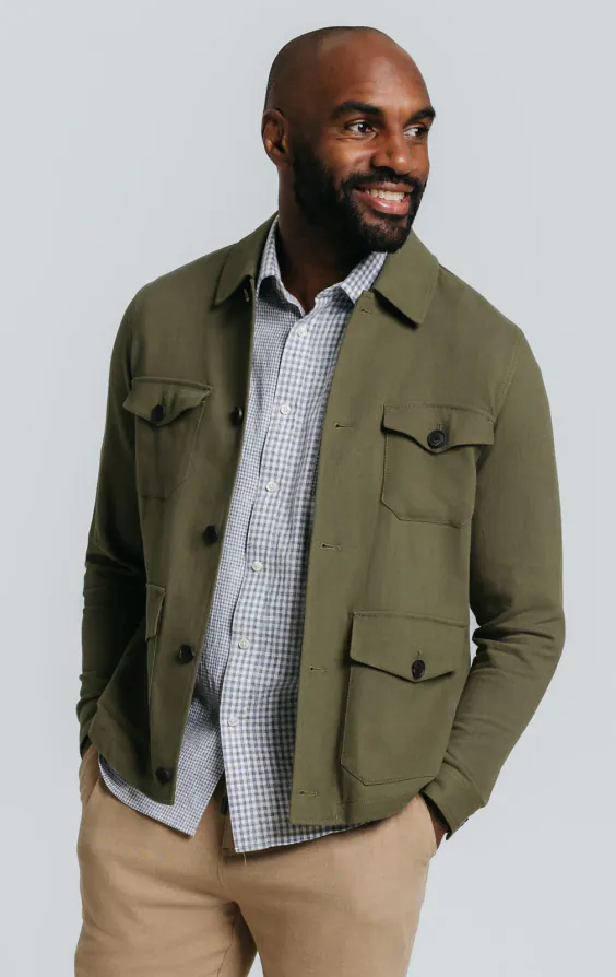 Veste Safari en sergé de lin vert