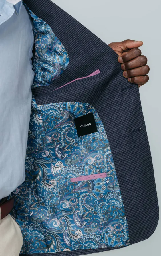 Veste à carreaux pied-de-poule bleu marine - photo 4