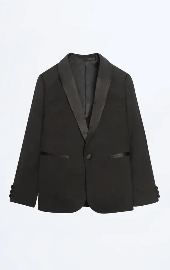 Veste de smoking noir pour garçon avec revers châle - photo 1 Veste de smoking noir pour garçon avec revers châle - photo 1