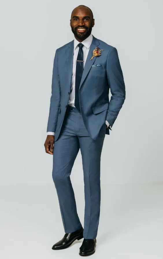 Veste de costume bleu peau de requin - photo 1