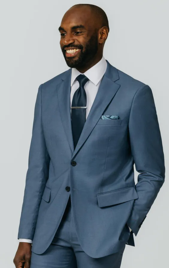 Veste de costume bleu peau de requin