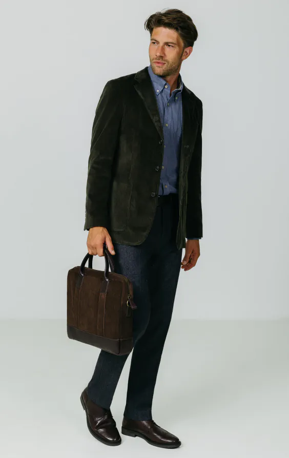 Veste en velours côtelé vert avec poches plaquées - photo 1