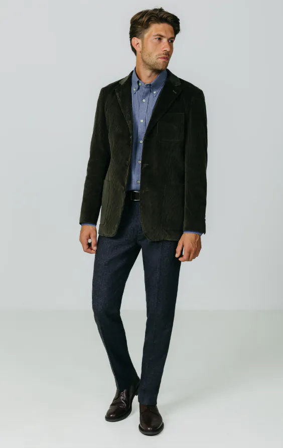 Veste en velours côtelé vert avec poches plaquées - photo 2
