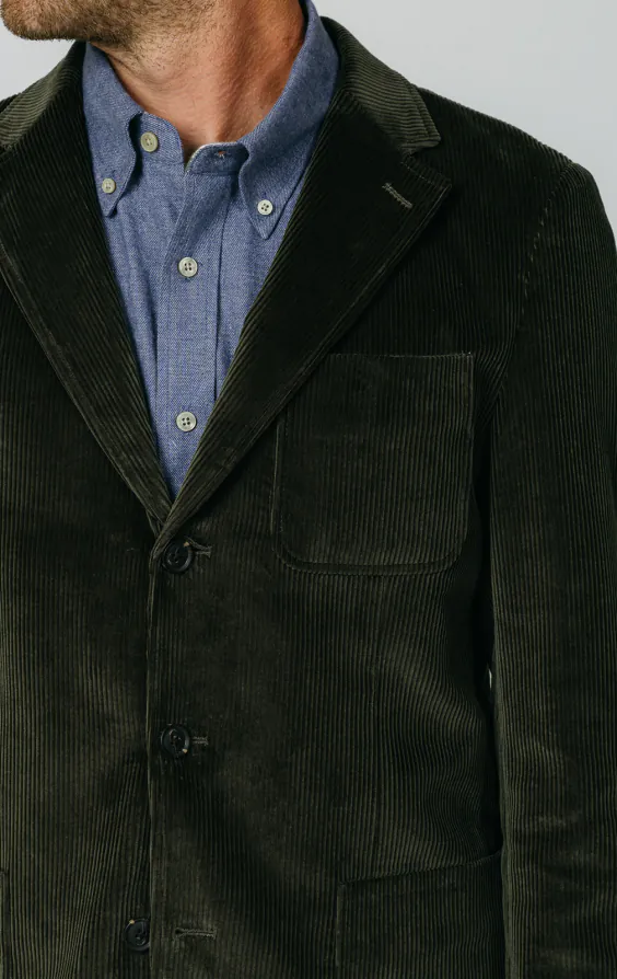 Veste en velours côtelé vert avec poches plaquées - photo 4