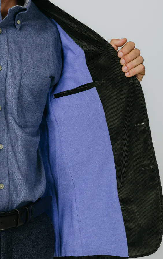Veste en velours côtelé vert avec poches plaquées - photo 5