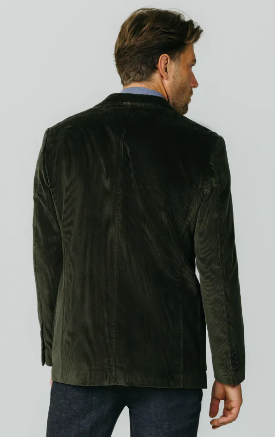 Veste en velours côtelé vert avec poches plaquées - photo 6