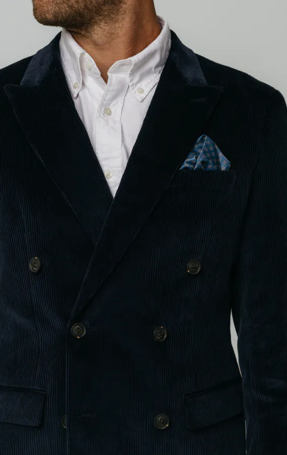 Veste croisé en velours côtelé bleu marine - photo 3 Veste croisé en velours côtelé bleu marine - photo 3