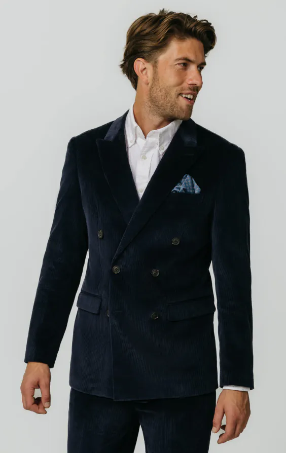 Veste croisé en velours côtelé bleu marine Veste croisé en velours côtelé bleu marine