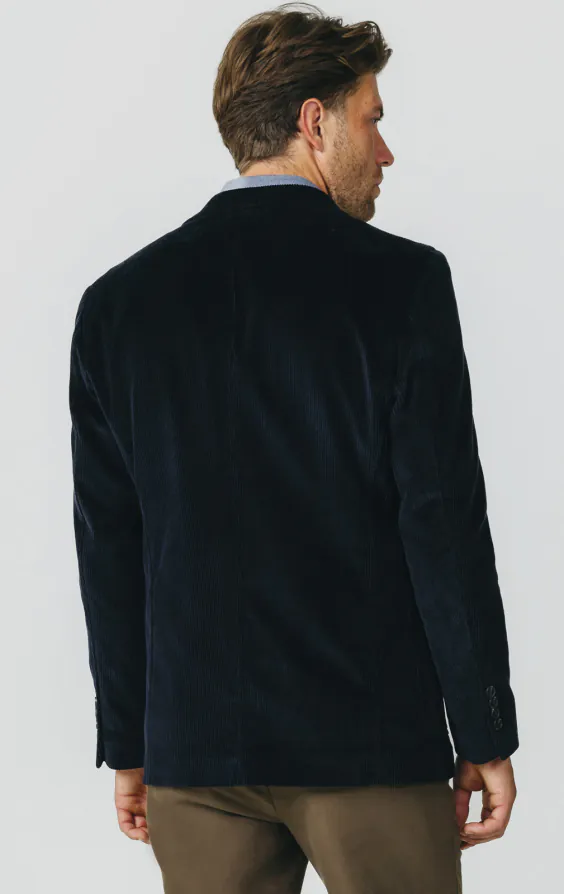 Veste en velours côtelé bleu marine avec poches plaquées - photo 5