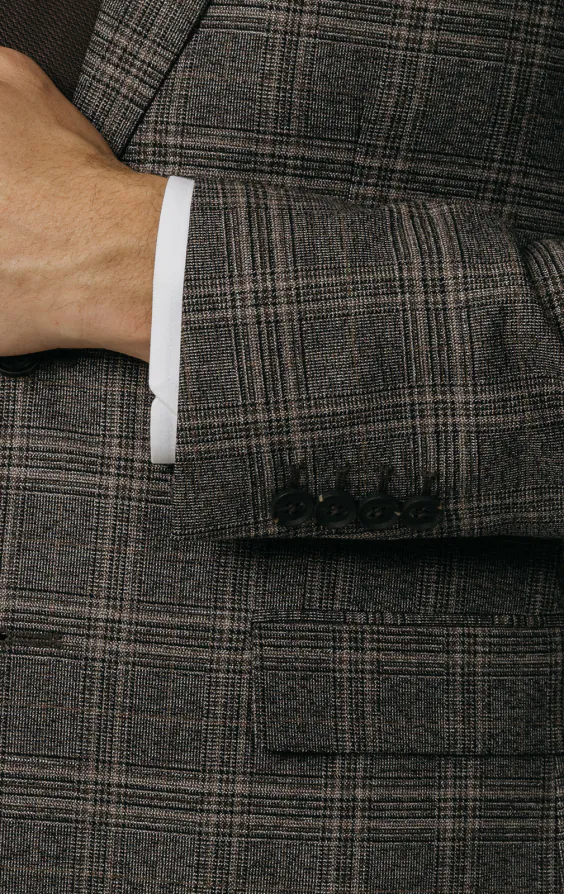 Veste de costume à carreaux marron - photo 2