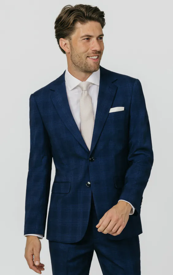 Veste de costume à carreaux ombragé bleu roi Veste de costume à carreaux ombragé bleu roi