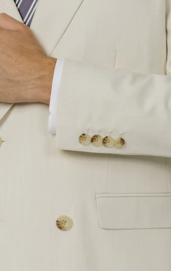 Veste de costume croisé en sergé blanc d'hiver avec revers en pointe - photo 2