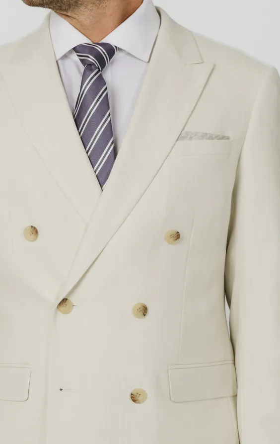 Veste de costume croisé en sergé blanc d'hiver avec revers en pointe - photo 3