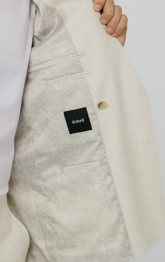 Veste de costume croisé en sergé blanc d'hiver avec revers en pointe - photo 4