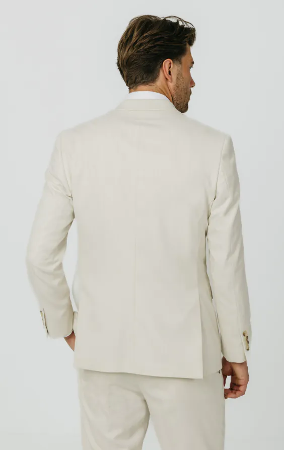 Veste de costume croisé en sergé blanc d'hiver avec revers en pointe - photo 5