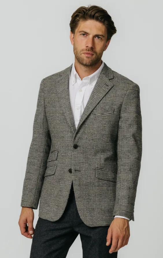 Veste en tweed à carreaux Prince of Wales noir et crème Veste en tweed à carreaux Prince of Wales noir et crème