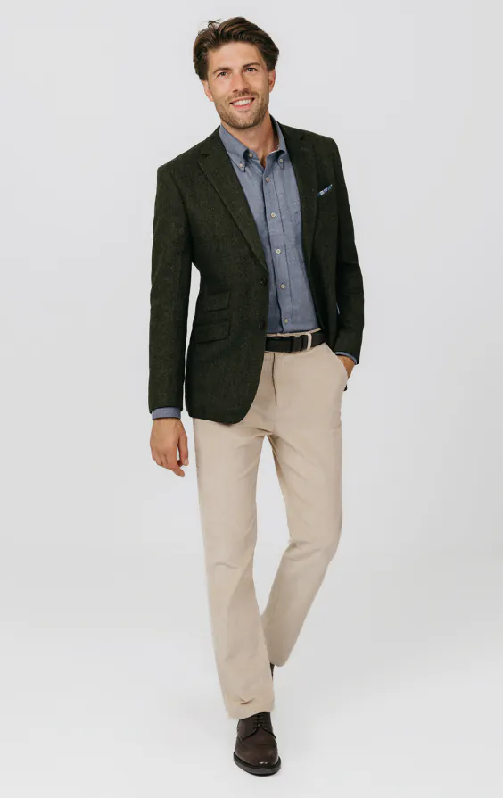 Veste en tweed vert à chevrons - photo 1