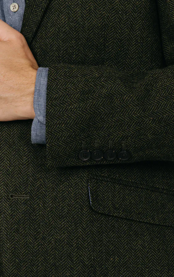 Veste en tweed vert à chevrons - photo 2