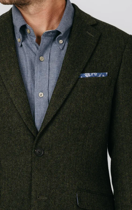 Veste en tweed vert à chevrons - photo 3