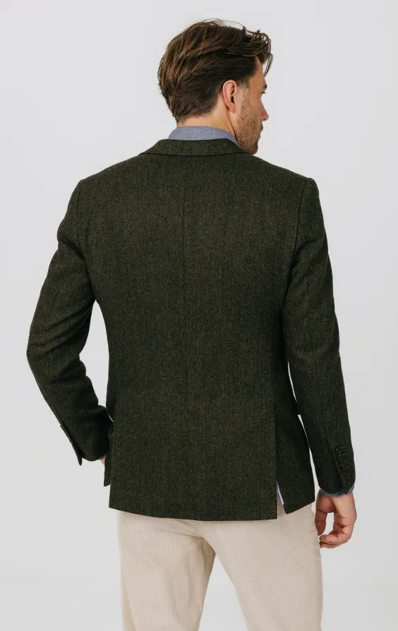 Veste en tweed vert à chevrons - photo 5