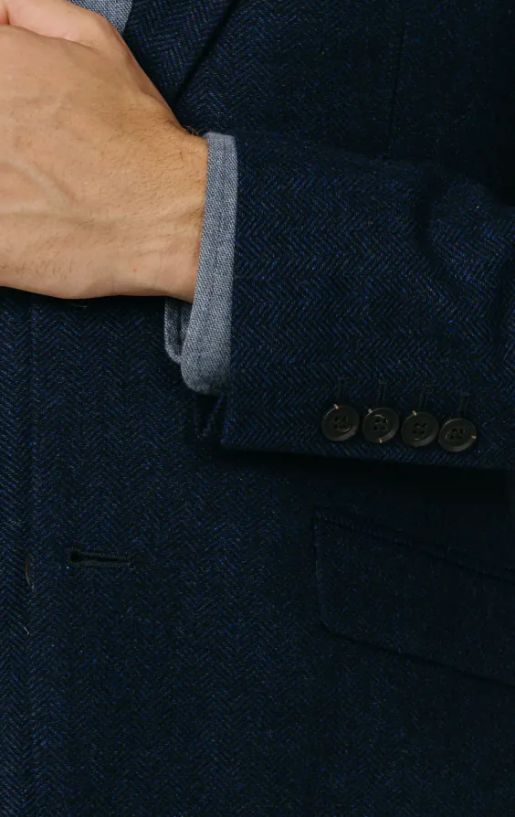Veste en tweed bleu marine à chevrons - photo 2 Veste en tweed bleu marine à chevrons - photo 2