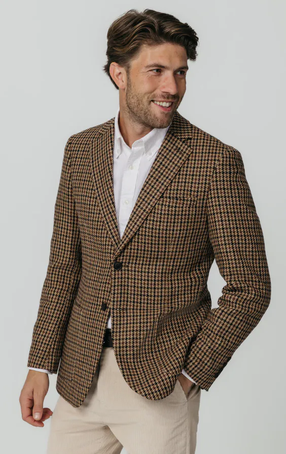 Veste en tweed pied-de-poule marron Veste en tweed pied-de-poule marron