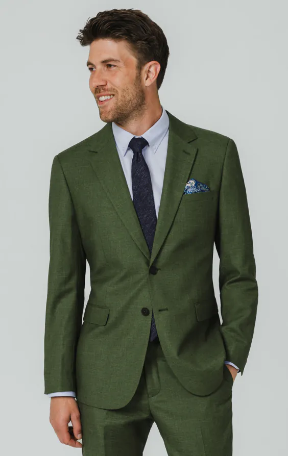Veste de costume en tissu texturé vert pin Veste de costume en tissu texturé vert pin